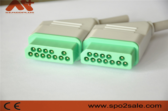 Conector de ECG para el monitor del paciente Nihon Kohden, verde, adaptador de nylon, 12 pines