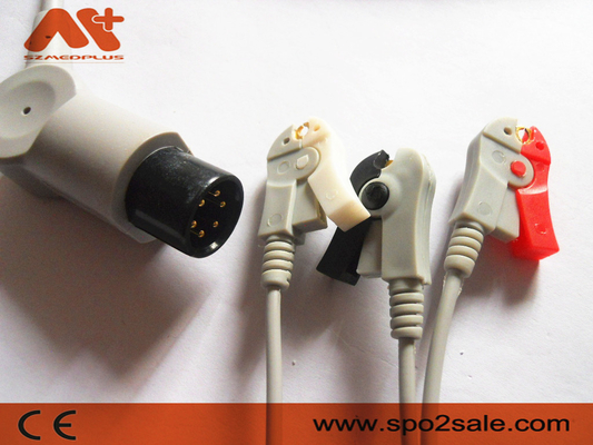 Clip del cable TPU AHA de Ecg de la ventaja del Pin 3 de los cables y de los Leadwires 6 de Szmedplus AAMI ECG