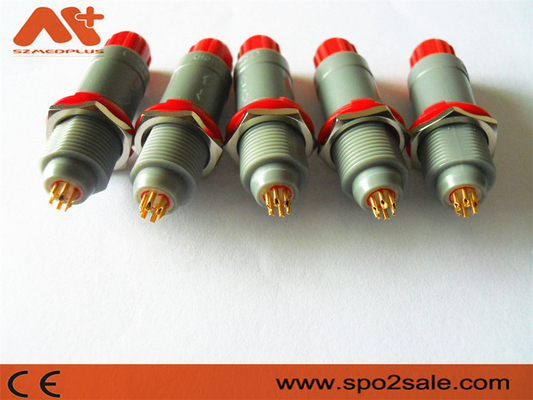 1P Pull Push 6 Pin Conector de plástico, concha gris, rojo, doble llave 60 para aplicación médica