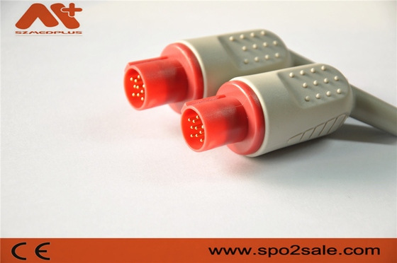 Conector de IBP compatible para el cable del adaptador de Hellige IBP con color rojo de 10 pernos