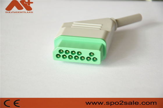 Conector de ECG para el monitor del paciente Nihon Kohden, verde, adaptador de nylon, 12 pines