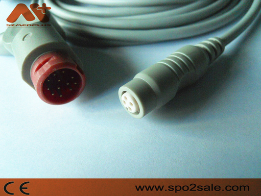 cable de los 3.5M Philips To B.Braun IBP - Pin de HP 12 del gris de M1634A