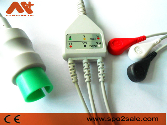 La broche compatible de 3 ventajas de Spacelabs Directo-conecta el cable de ECG - 72713