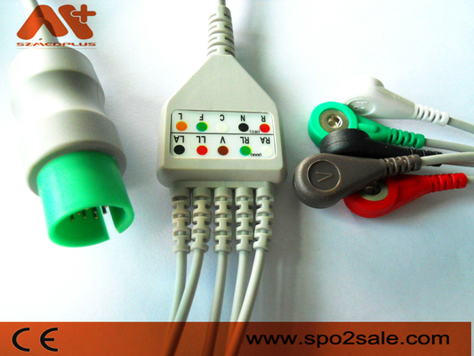 La broche compatible de 5 ventajas de Spacelabs Directo-conecta el cable de ECG - CB-72596R