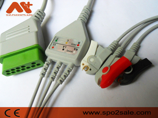 12 cable Ecg Nihon Kohden del clip de la ventaja de Pin Patient Monitor Cables 3